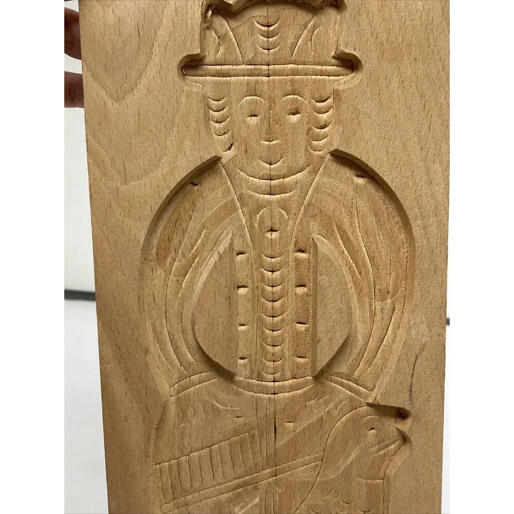WOOD MOLD Cookie Speculaas Springerle Wooden Hand Caraved Man Primitive